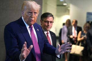 President Donald Trump and House Speaker Mike Johnson